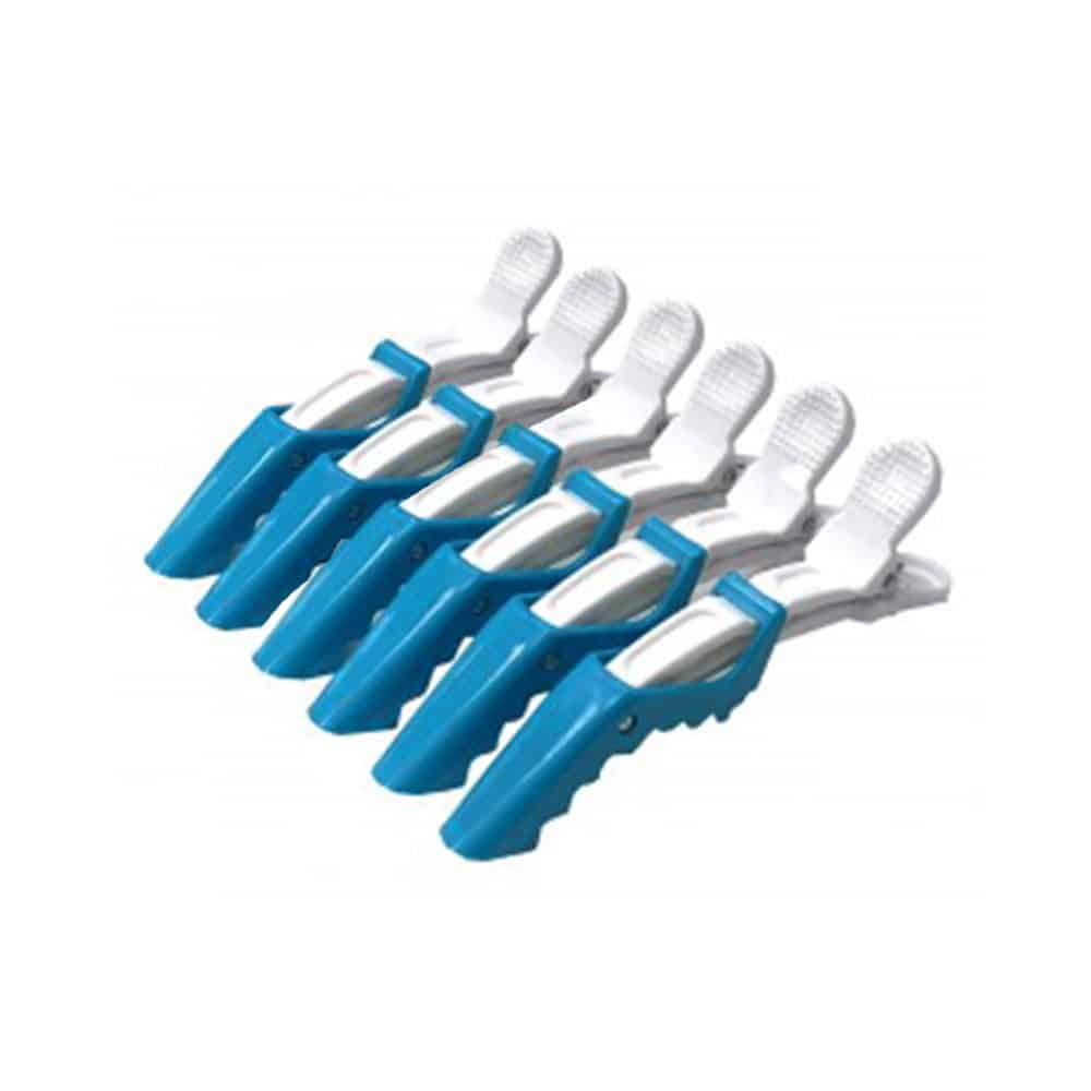 Blue White Crocodile Hair Clips (Set of 6)