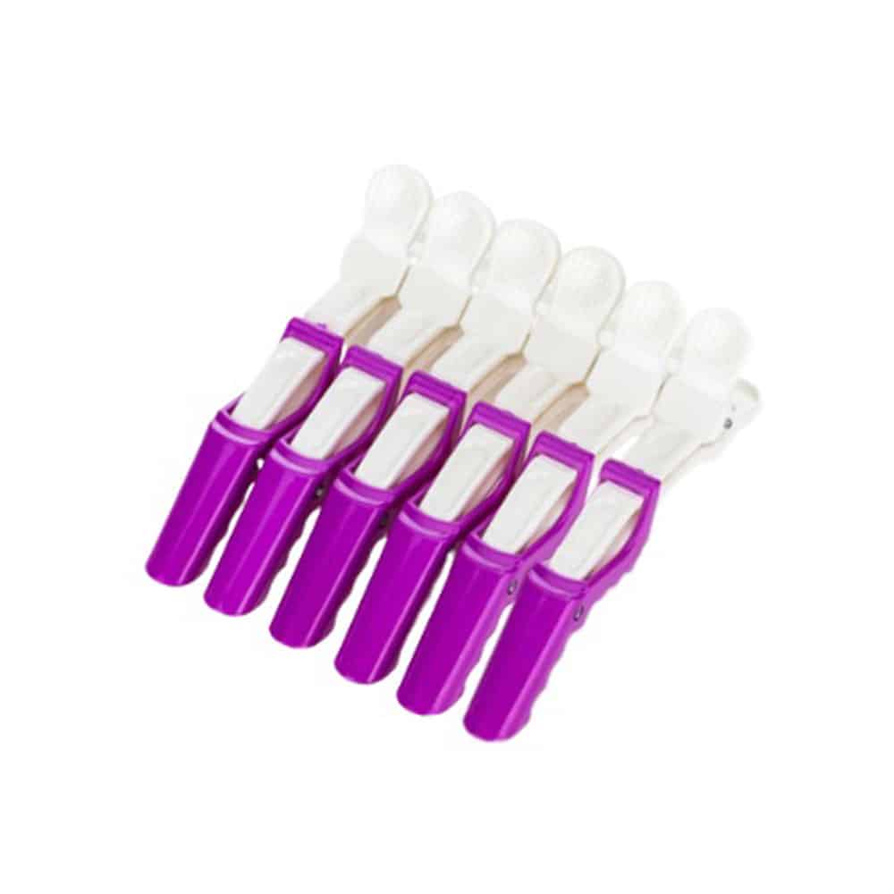 Purple White Crocodile Hair Clips (Set of 6)